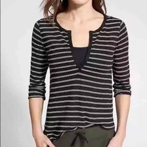 Black and white striped Athleta linen top